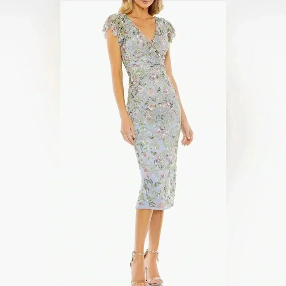 Mac Duggal 5722 - Flutter Sleeve Beaded Dress - Picture 1 of 5